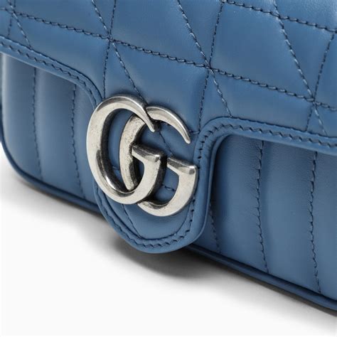 gucci marmont blue and white|Gucci Marmont silver hardware.